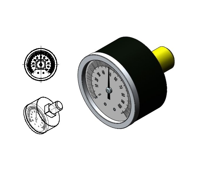 压力表+0-100,+025+in+NPT,+静态模型